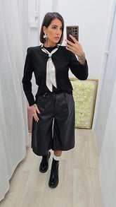 BERMUDA IN ECOPELLE NERO